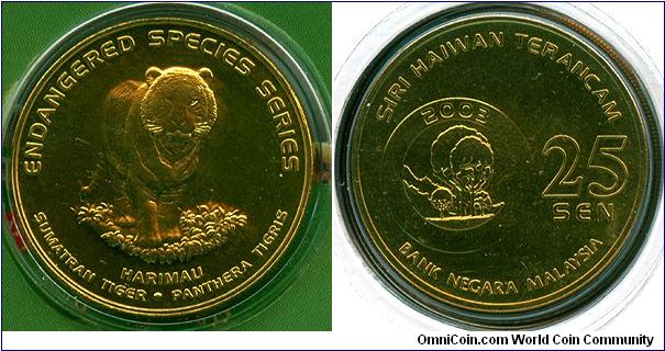Malaysia 25 sen 2003 - Endangered Species Series 1: Sumatran Tiger