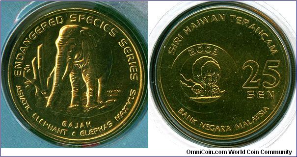 Malaysia 25 sen 2003 - Endangered Species Series 1: Asiatic Elephant