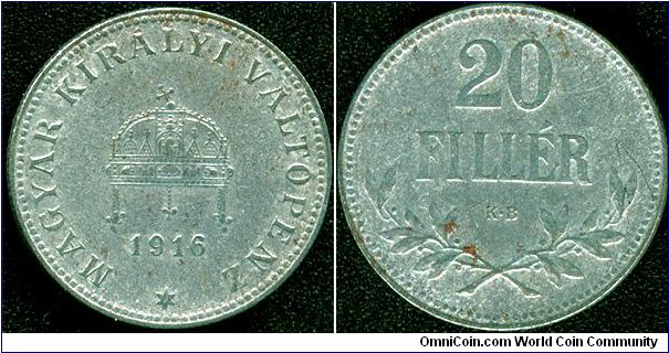 Hungary 20 filler 1916 - Iron