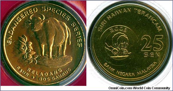 Malaysia 25 sen 2003 - Endangered Species Series 1: Gaur