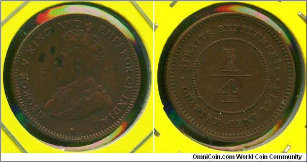 Straits Settlements 1/4 cent 1916