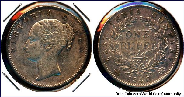 India 1 rupee 1840 - Continuous legend