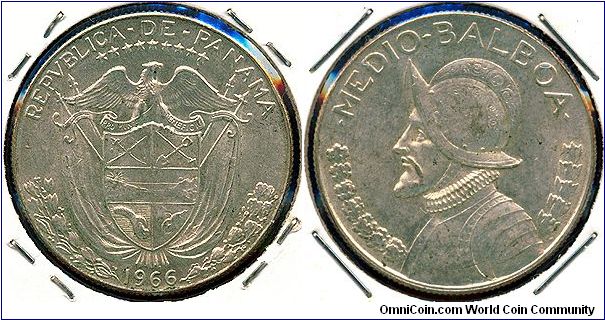 Panama 1/2 balboa 1966 - Silver-clad type