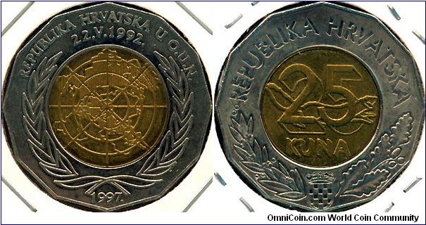 Croatia 25 kuna 1997 - 5 Years of Croatia in UN