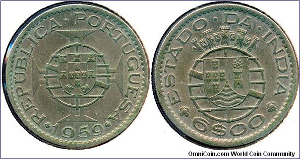 India 6 escudos 1959 - Portuguese-India