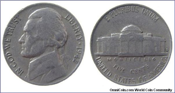 1942-D Jefferson nickel