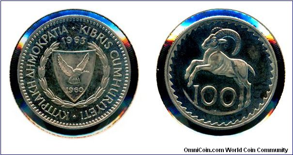 Cyprus 100 mils 1963 - Proof issue