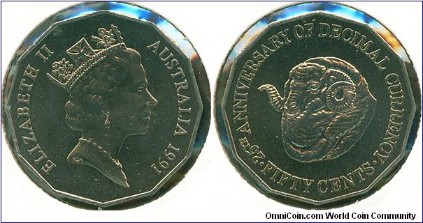 Australia 50 cents 1991 - 25th Anniv. of Decimal Currency
