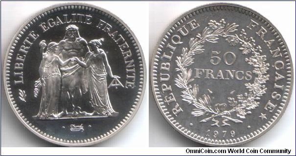 Silver piedfort proof 50 francs.