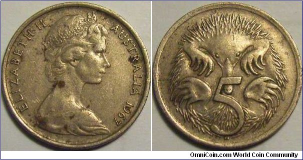 Australia 1967 5 cents.