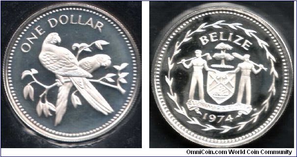One dollar. From the silver proof set for 1974