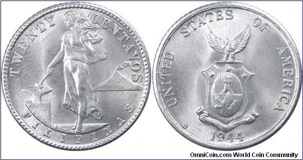 I'd grade this silver 20 centavos MS67 it's really nice and looks even better in hand. This coin was struck at the Denver mint.