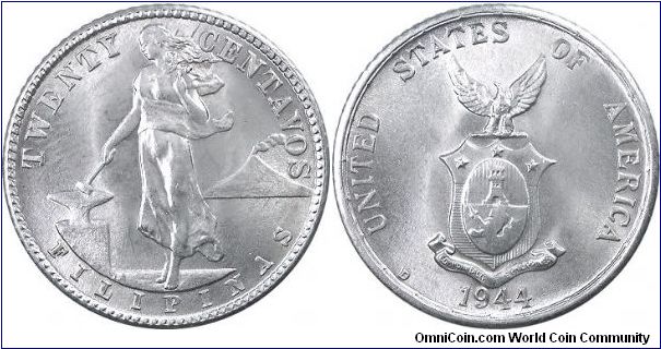 I'd grade this silver 20 centavos MS67 it's really nice and looks even better in hand. This coin was struck at the Denver mint.