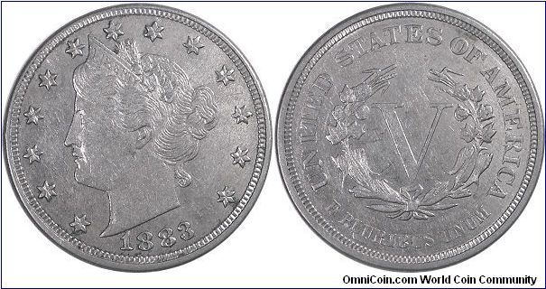 Another Lightside coin. How about an 1883 V nickel without cents?