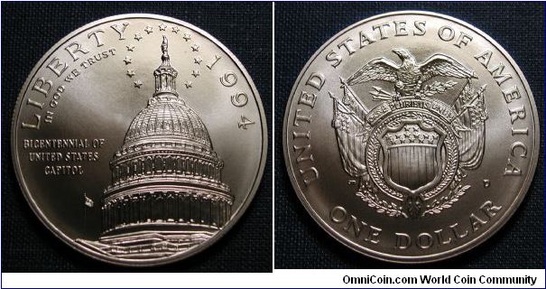 1994-D Bicentennial of the US Capitol Commemorative Silver Dollar