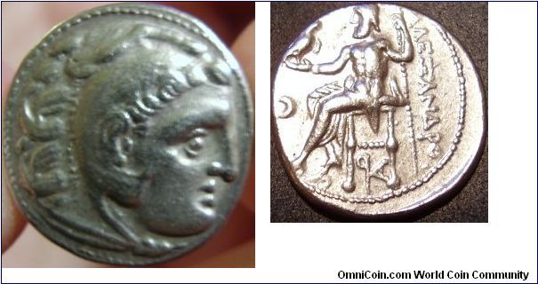 336-323BC Drachm AR
Obv-Heracles right
Rev-Zeus seated leftholding scepter and eagle