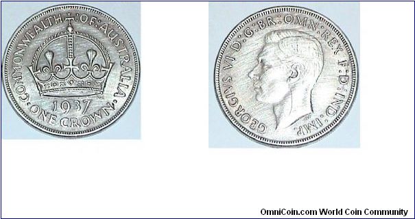 1 Crown. Commemorative for the Coronation of George VI.