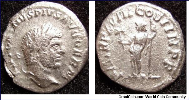 Caracalla AR Denarius 198-217AD
Obv:Laureate right
rev:PAX left holding olive branch and scepter