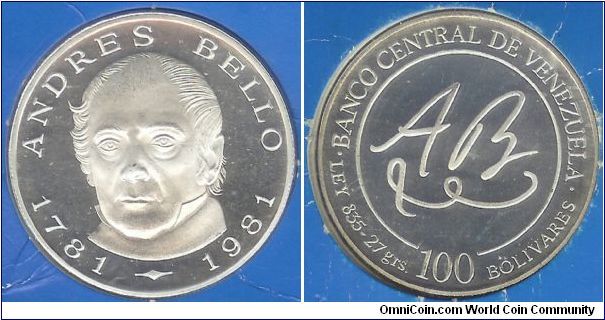 100 Bolivares

Bicentenario Andres Bello