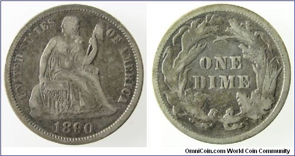 1890 Liberty Seated Dime