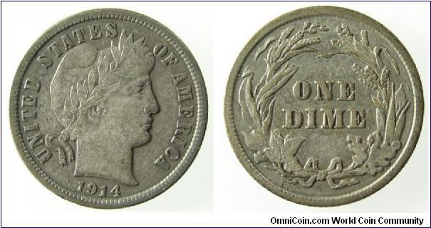 1914 Barber Dime