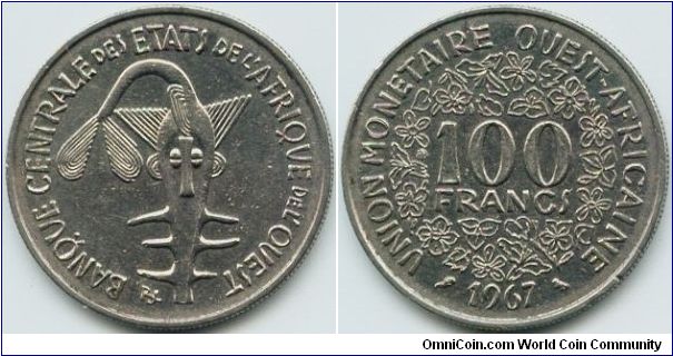West African States, 100 francs 1967.