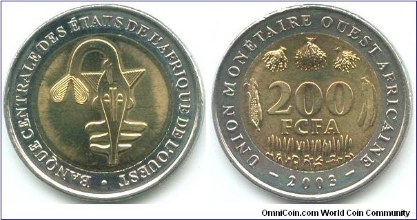 West African States, 200 francs 2003.