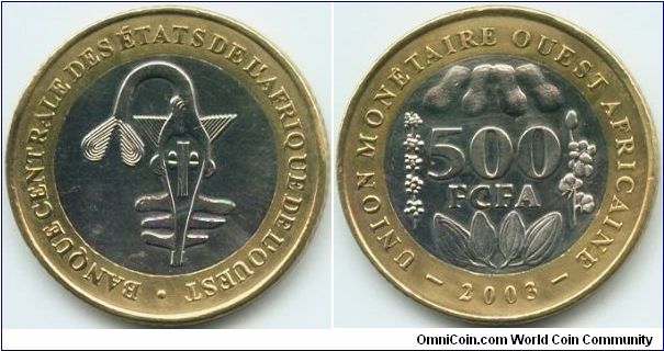 West African States, 500 francs 2003.