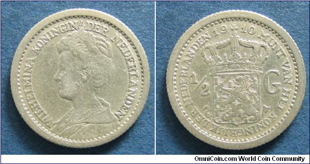 0.5 gulden, Wilhelmina, 0.945 silver