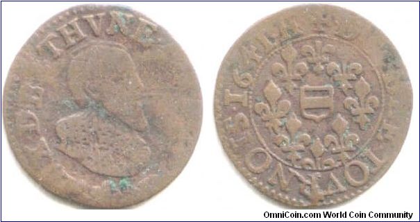 Boisebelle et Heinrichemont. Copper double tournois of Maximilian de Bethune, Duc De Sully.