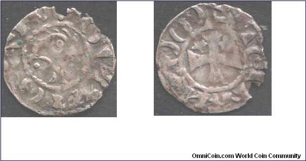 Stephen I of Penthievre, Count of Brittany, also known as the 3rd Earl of Richmond. This coin struck at Quimperle in Brittany at some point during 1093-1138.