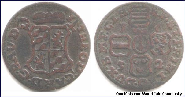 Liege. A copper Liard of Johann Theodore 1752.