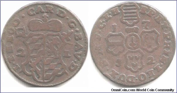 Liege. Two Liards in the name of Johann Theodore 1752 (variant).