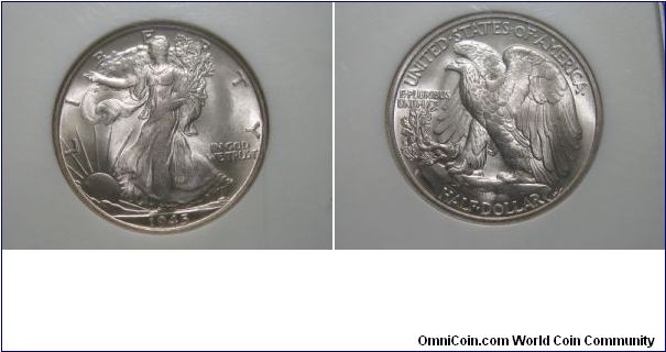 1945 S Walking Liberty Half Dollar - NGC MS 65