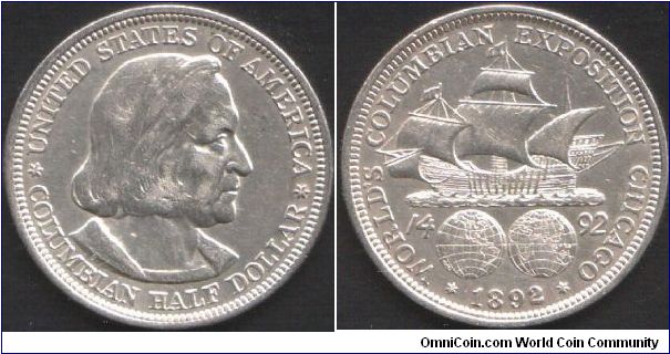 Columbia exhibition $1/2 commemorative. Coin has been lightly cleaned at some point in its past.