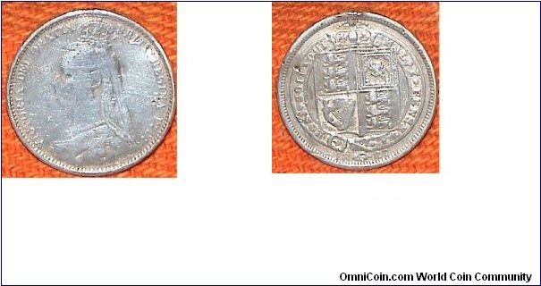 6 Pence. Jubilee Head Victoria. Silver coin.