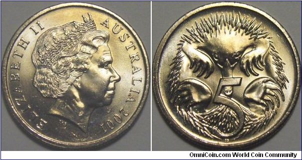 Australia 2001 5 cents.