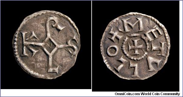Charles the Bald, Monogram type obol, Melle