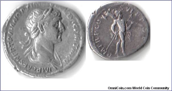 Trajan Denarius (98-117CE), Mars on the rev.