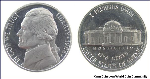 1986-S Jefferson nickel