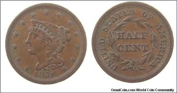 1851 Half Cent