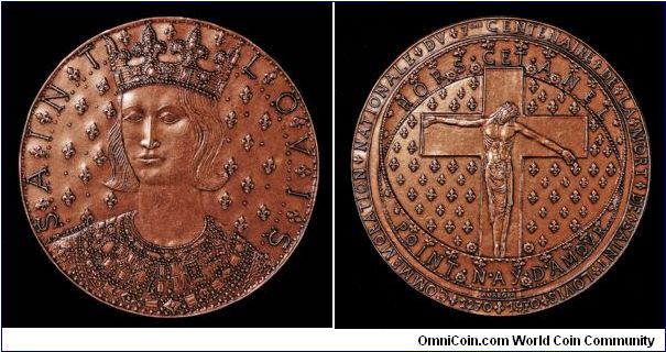 700 Anniversary of the death of St. Louis. Paris Mint, Bronze