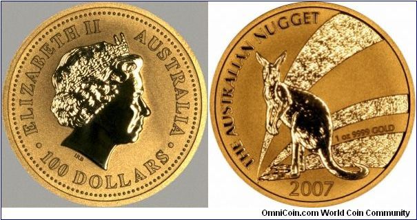 Next year's coins just recently released on 4th October. Actually we received our first delivery on the 3rd. We think this is the best lookig kangaroo nugget design yet.
Obviously this is the 1 ounce size. We will add photo's of the other sizes, up to 1 kilo later.