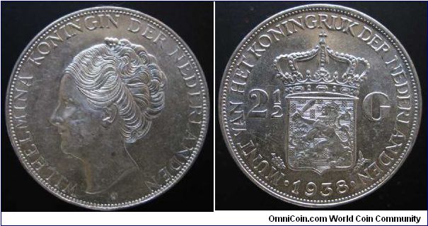 1938 2 1/2 gulden - coarse hair variety.