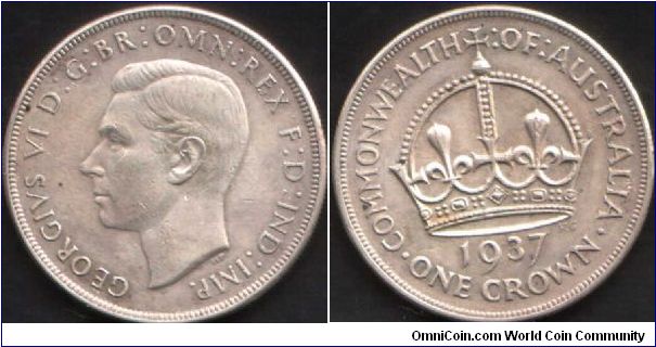 1937 Australian silver Crown.