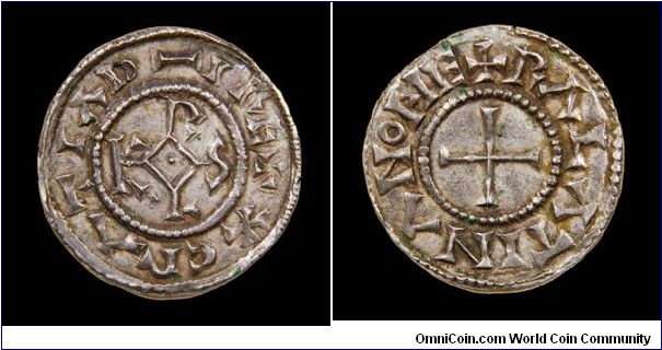 Denier, Charles the Blad, Gratia Dei Rex, Palace Mint