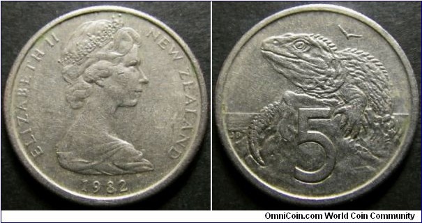 New Zealand 1982 5 cents. It somehow ended up in circulation in Australia. Now the Kiwi 5 cents is gone in 2006, it might make it harder to find such coins in Australia.