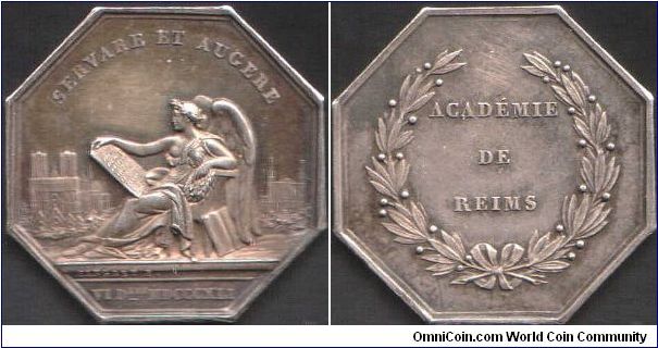 silver jeton for the Academy of Rheims. This one was struck sometime between 1845 - 1860.