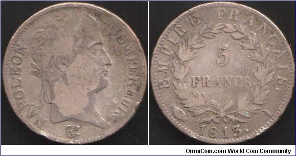 Napoleon 5 francs minted at Limoges.