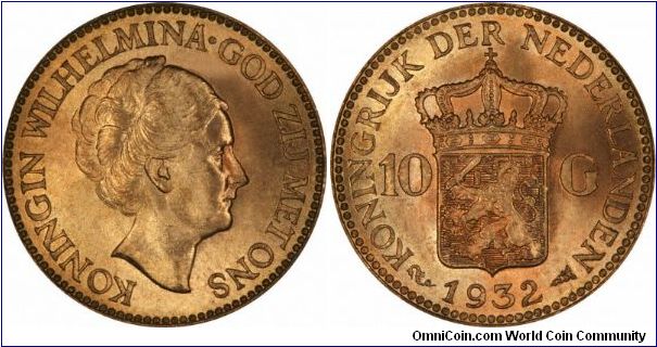 We recently bought a whole bagful of these Dutch 10 Guilder gold coins. Although we always have numerous dates of Netherlands gold coins in stock, and often in EF to Unc grades, almost all of this batch were particularly nice, and almost completely free of bagmarks.